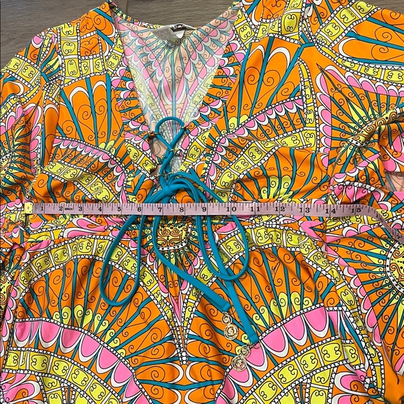 Trina Turk Vibrant Multicolor Tunic Swim Cover-up Boho, Vacation, Beach, Resort - Picture 8 of 10
